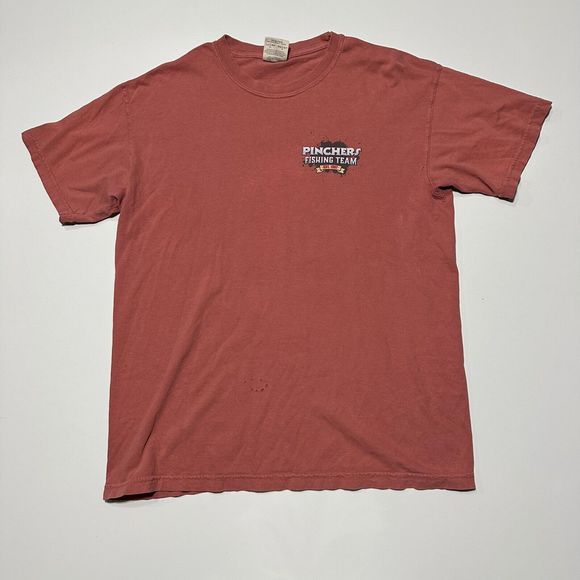 Comfort Colors T-SHIRT TEE Men's Medium Y2K Red Original Pinchers Fishing Team - Picture 2 of 8